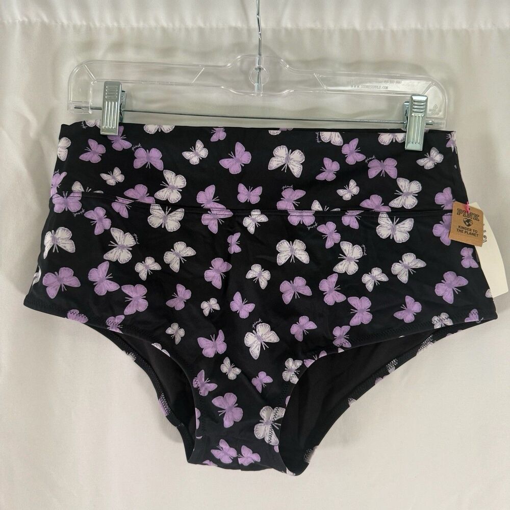 New Victoria's Secret Pink Bikini Bottom Blue Purple Butterflies Pull On Stretch